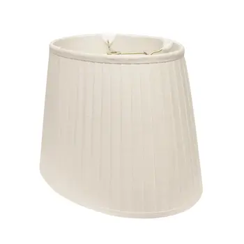 14" White Slanted Oval Linen Lampshade