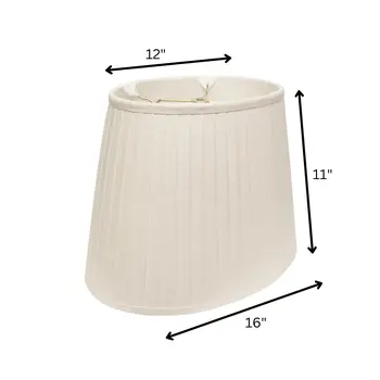 16" White Slanted Oval Linen Lampshade