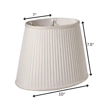 10" White Oval Side Pleat Shantung Lampshade