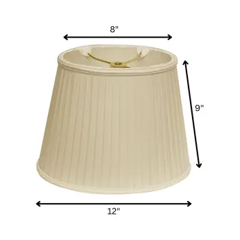 12" Ivory Oval Side Pleat Shantung Lampshade