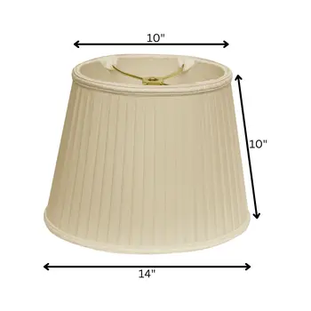 14" Ivory Oval Side Pleat Shantung Lampshade