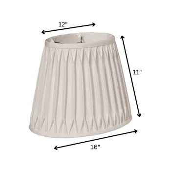 16" Cream Oval Smocked Pleat Shantung Lampshade
