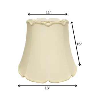 18" Ivory Empire Slanted Cylinder Scroll Edge Silk Lampshade