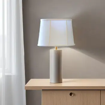13" White Throwback Drum Linen Lampshade