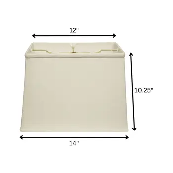 14" White Throwback Rectangle Linen Lampshade