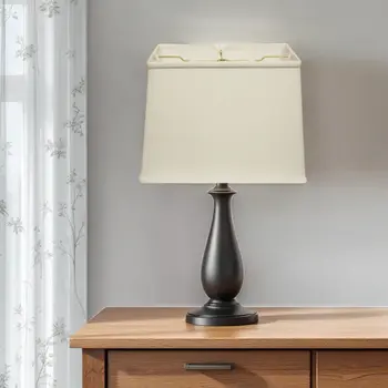 16" White Throwback Rectangle Linen Lampshade