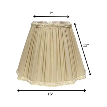 16" Pearl Grey Slanted Fancy Square Shantung Lampshade