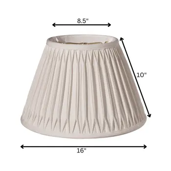 16" Cream Slanted Bell Smocked Shantung Lampshade