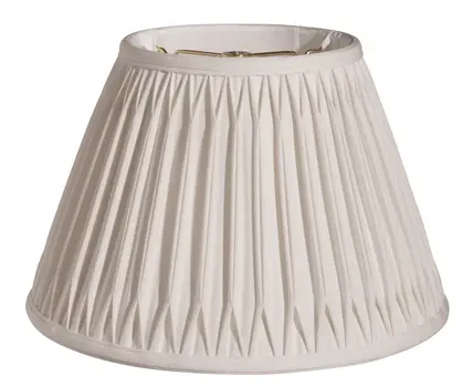 16" Cream Slanted Bell Smocked Shantung Lampshade