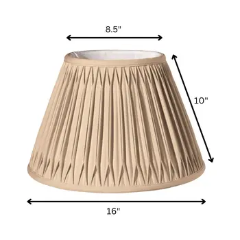 16" Vintage Gold Slanted Bell Smocked Shantung Lampshade
