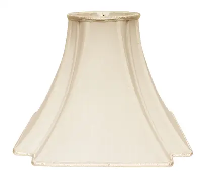 14" Ivory Slanted Notch Square Shantung Lampshade