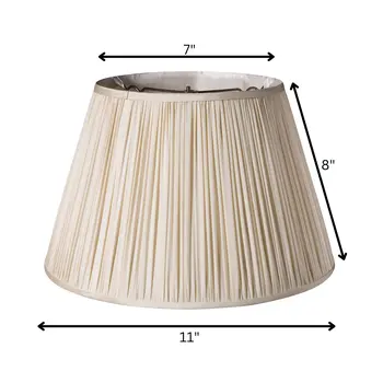 11" Pale Grey Slanted Pleated Tafetta Lampshade