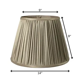 14" Ash Slanted Pleated Tafetta Lampshade