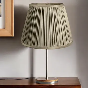 14" Ash Slanted Pleated Tafetta Lampshade