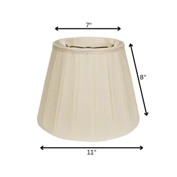 11" Ivory Slanted Crimped Box Shantung Lampshade