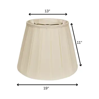 19" Ivory Slanted Crimped Box Shantung Lampshade