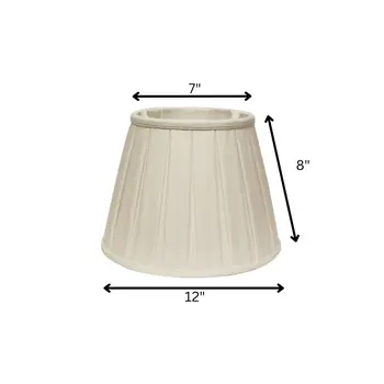 12" White Slanted Linen Lampshade with Box Pleat