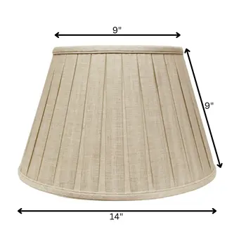 14" Cream Slanted Linen Lampshade with Box Pleat