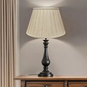 16" Cream Slanted Linen Lampshade with Box Pleat