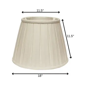18" White Slanted Linen Lampshade with Box Pleat