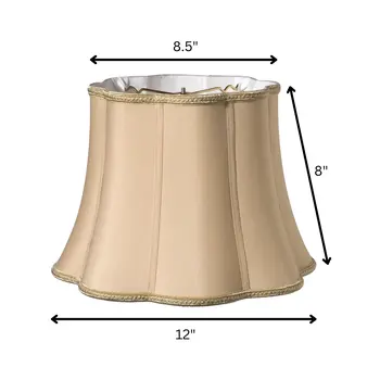 12" Vintage Gold Melon Scallop Shantung Lampshade