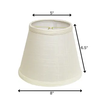 8" White Empire Hardback Slanted Linen Lampshade