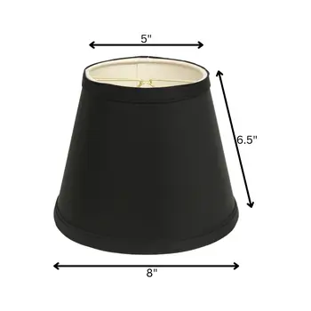 8" Black with White  Empire Hardback Slanted Shantung Lampshade
