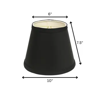 10" Black with White  Empire Hardback Slanted Shantung Lampshade