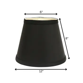 12" Black with White  Empire Hardback Slanted Shantung Lampshade