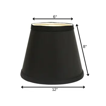 12" Black with White Hardback Empire Slanted Slanted Shantung Lampshade