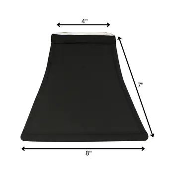 8" Black with White Lining Square Bell Shantung Lampshade