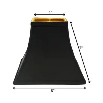 8" Black with Gold Lining Square Bell Shantung Lampshade