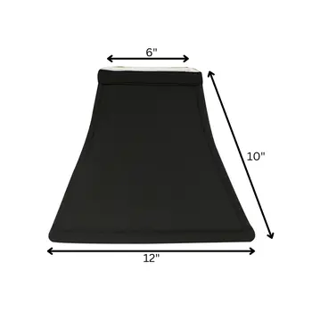 12" Black with White Lining Square Bell Shantung Lampshade