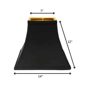 14" Black with Gold Lining Square Bell Shantung Lampshade