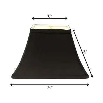 12" Black with White Lining Rectangle Bell Shantung Lampshade