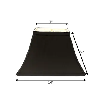 14" Black with White Lining Rectangle Bell Shantung Lampshade