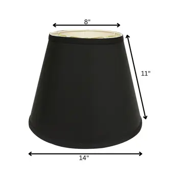 14" Black with White  Empire Deep Slanted Shantung Lampshade