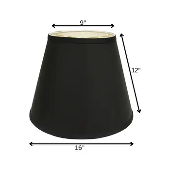 16" Black with White  Empire Deep Slanted Shantung Lampshade