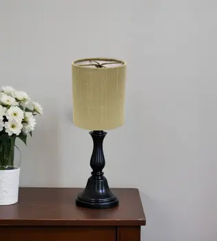 5" Antique Gold Set of 6 Drum Chandelier Pongee Silk Lampshades
