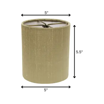 5" Antique Gold Set of 6 Drum Chandelier Pongee Silk Lampshades