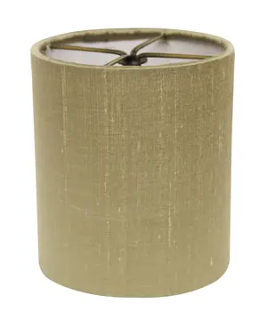 5" Antique Gold Set of 6 Drum Chandelier Pongee Silk Lampshades