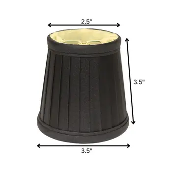 4" Black and Gold Set of 6 Slanted Pleat Chandelier Silk Lampshades