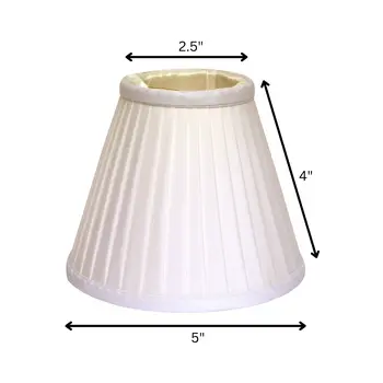 5" White Set of 6 Slanted Pleat Chandelier Silk Lampshades