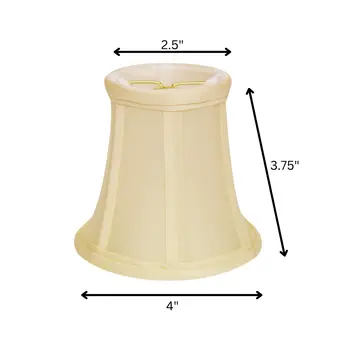 4" Ivory Slanted Set of 6 Chandelier Dupioni Lampshades