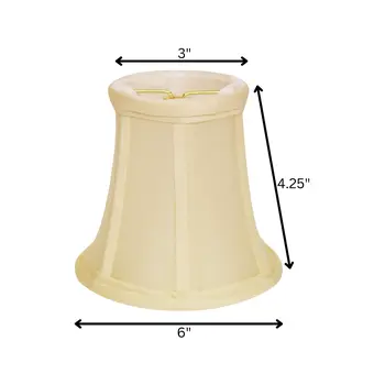 6" Ivory Slanted Set of 6 Chandelier Dupioni Lampshades