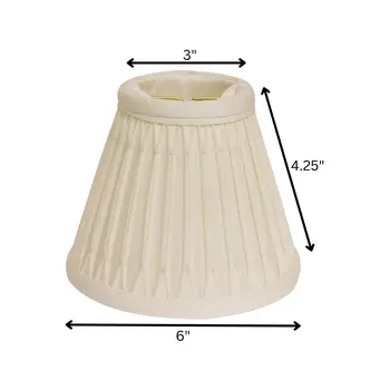 6" Cream Set of 6 Empire Slanted Chandelier Shantung Lampshades