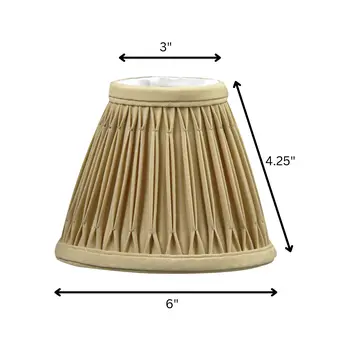 6" Vintage Gold Set of 6 Empire Slanted Chandelier Shantung Lampshades