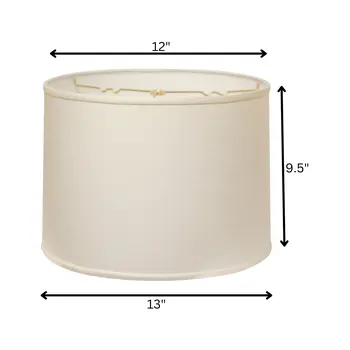 13" White Throwback Drum Linen Lampshade
