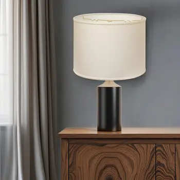 14" White Throwback Drum Linen Lampshade
