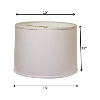 14" White Rounded Empire Slanted Linen Lampshade